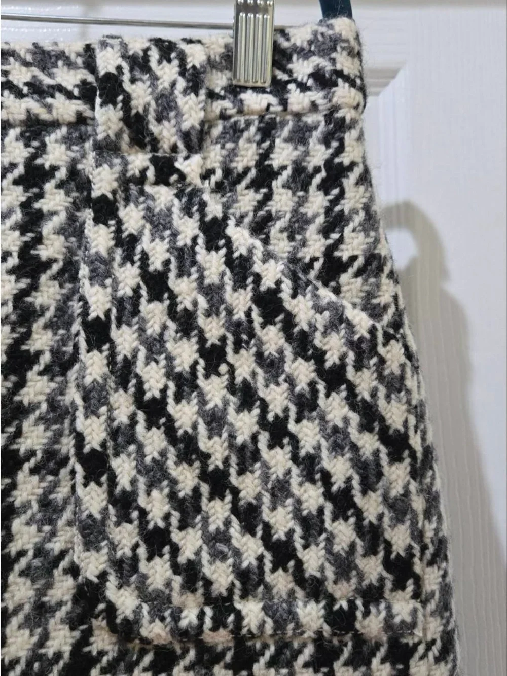 J. Crew Black and White Houndstooth Mini Skirt